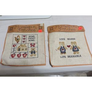 2 KITTY KORNER VINTAGE HOMESPUN PATCHES